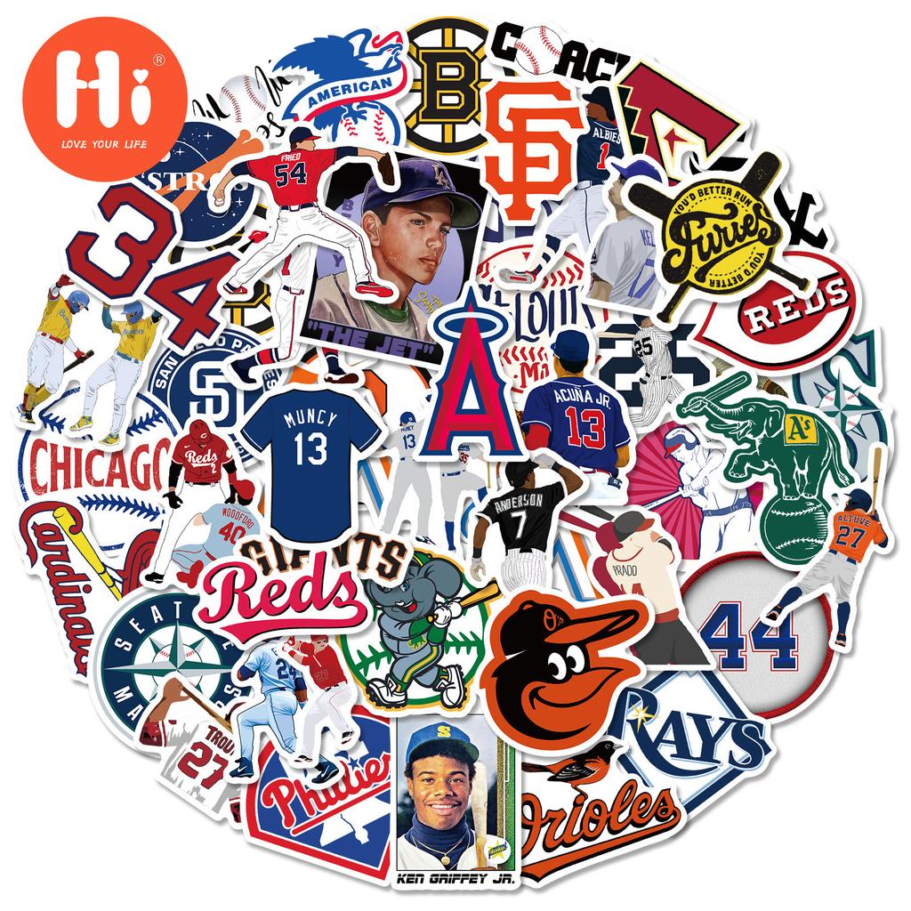 50 Pcs Baseball League Stickers Sports Logo Graffiti Stickers Laptop Cups Luggage Case Stickers