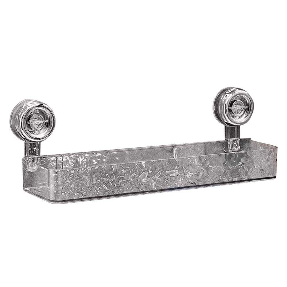 Suction Cup Bathroom Storage Shelf No Drill Clear Wall Caddy Multifunctional Floating Shelf Shampoo Holder Bathroom Accessories