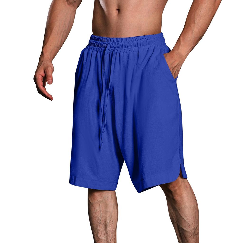 Мужские повседневные шорты на шнурке Мужские дышащие шорты из хлопка и льна