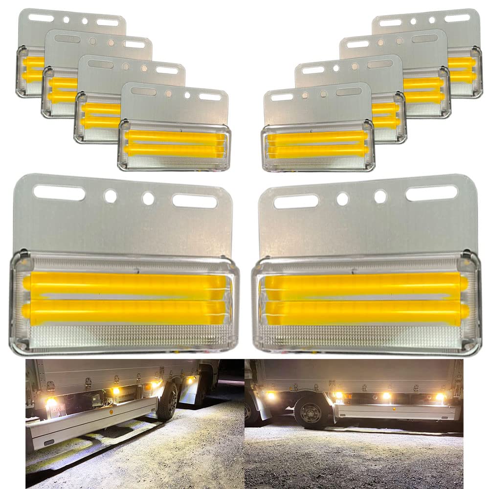 Discover Winds Super Dazzling 24V COB Chip Marker Surface Bright Side Markers for Set of Amber Downlight! Lamps, Emitting, Trucks, 10,
