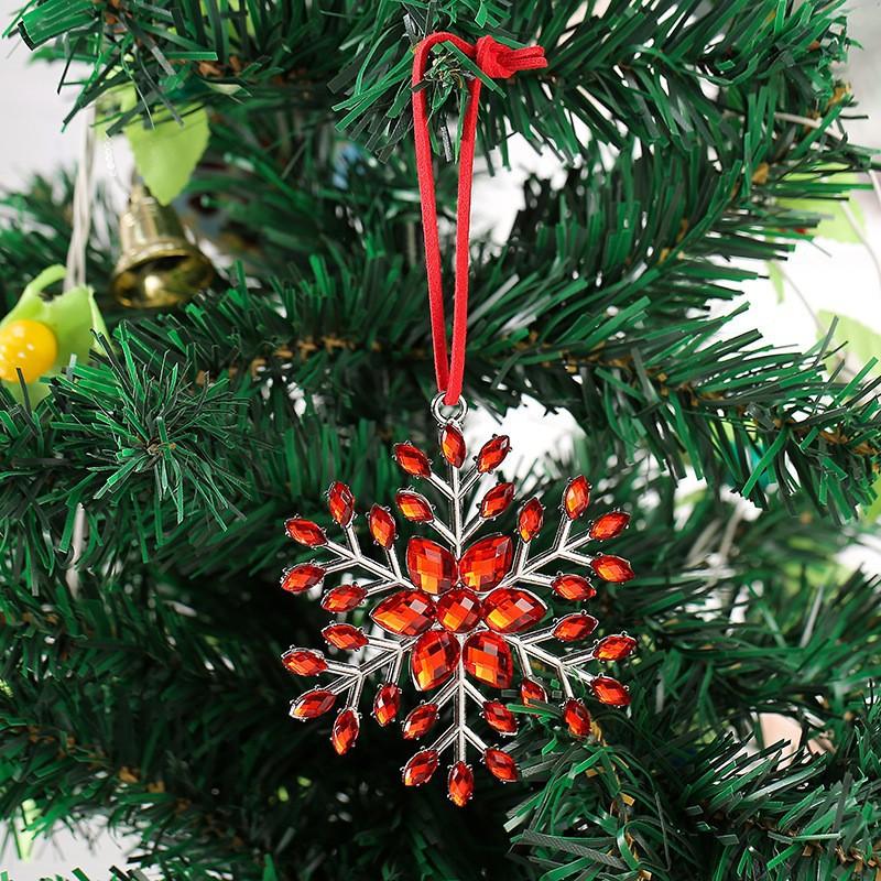 Best-selling Christmas Snowflake Zinc Alloy Ornaments Colorful Snowflake Pendants Christmas Trees Small Commodities