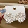 White Flower Stud Earrings for Women Folded Acrylic Side Charming Sweet Floral Girls Earrings Japanese Style Ear Zircon 2023
