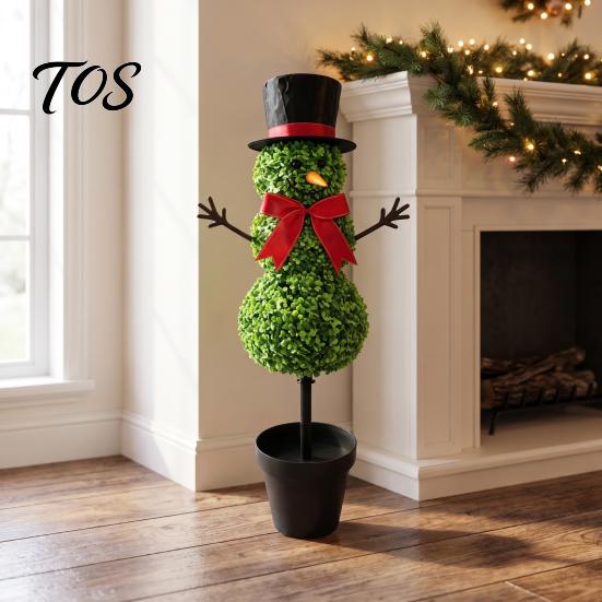 Durable Plastic Yard Stake Christmas Snowman Stake, Simulation Topiary Decoration for Winter Lawn Ornament Indoor Outdoor Porch Garden, Festive