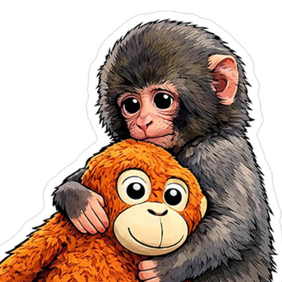 Защитные наклейки 'Punch The Monkey' для автомобиля, ноутбука. Милая обезьянка, держащая плюшевую игрушку. Виниловые наклейки. Легко наклеивать/снимать. Веселый декор для детской комнаты