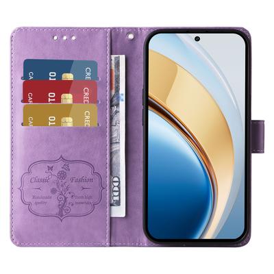 Кожаный чехол для телефона для vivo Y300 5G/Y200 5G/V40 Lite (Индонезия) Кошелек-подставка с 5G/4G и цветочным принтом-бабочкой