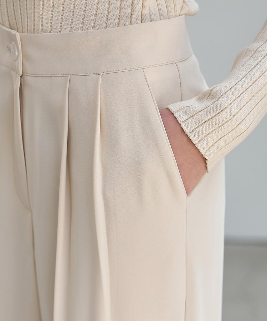 NON AND NON High-Waist Two Pintuck Wide Slacks_Nssl520