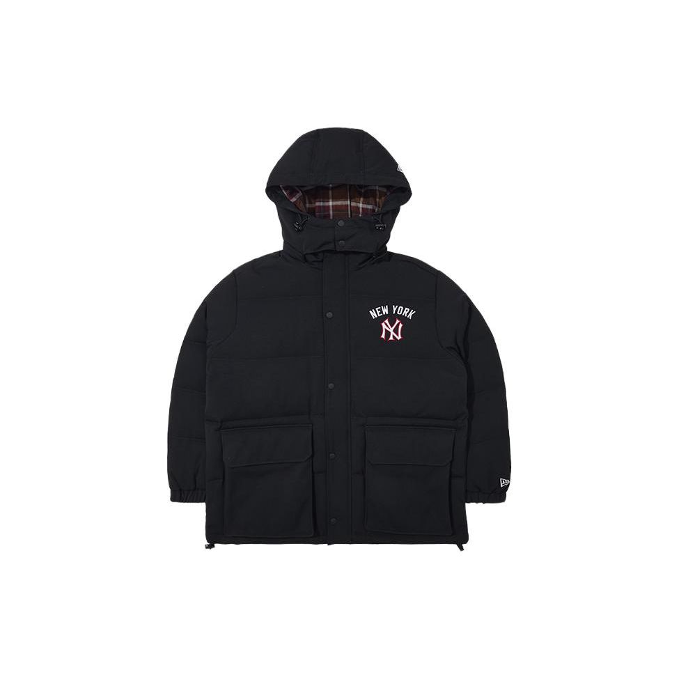 New Era FW23 Винтажный Колледжный Стиль MLB Нью-Йорк Янкиз Однобортная Съемный Капюшон Толстая Свободная Пуховая Куртка Унисекс куртки 13789234