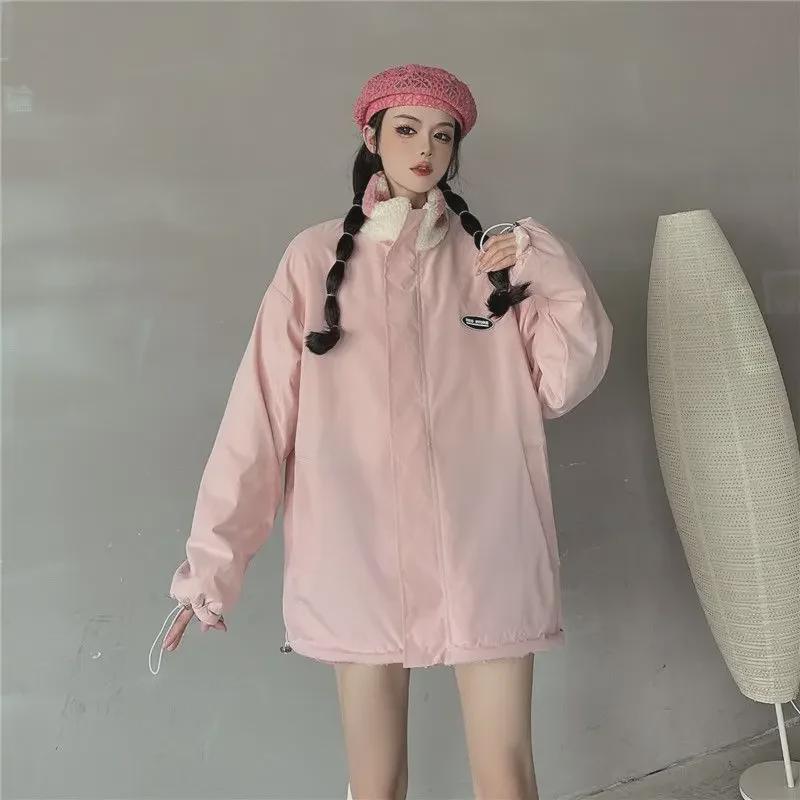 American Fashion Двустороннее пальто из плюша ягненка - Женская зимняя любовь, свободный стиль BF