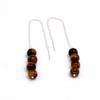 Tiger Eye 925 Silver Threader Earrings, Natural Gemstone Women Handmade Fringe Earrings