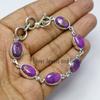Purple Copper Turquoise 925 Sterling Silver Bracelet, Oval Gemstone Bracelet