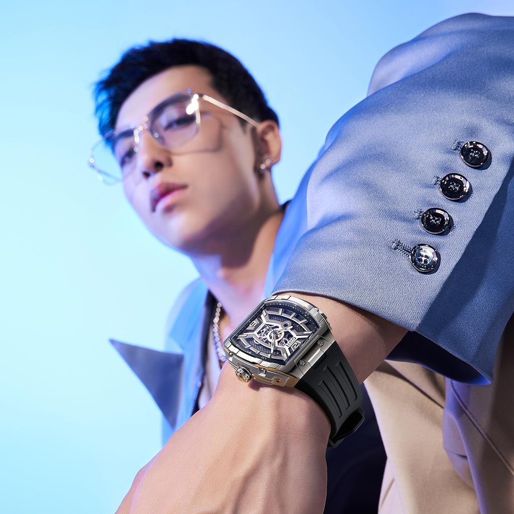 Bonest Gatti Watches Men's Large Dial Wine Barrel Mechanical Watch Sports Waterproof Watch