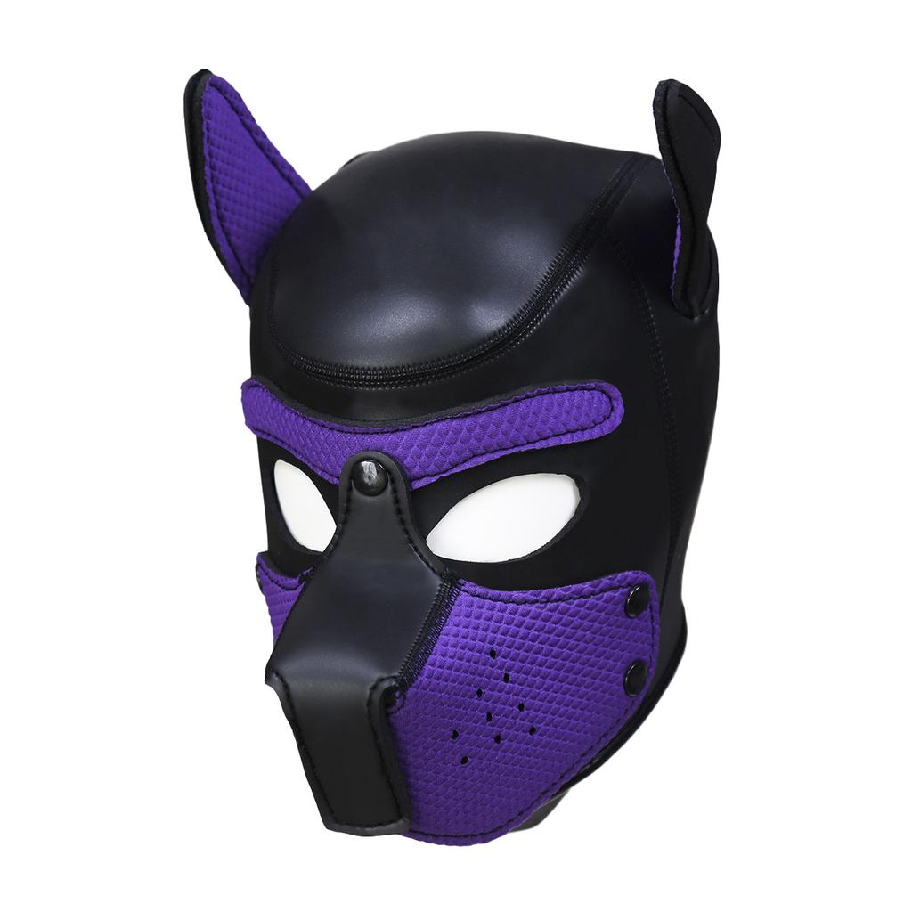 Puppy Play Dog Hood Mask Neck Collar Bondage Hood Mask Restraint Harness Full Head Ears Halloween Mask Sex Toy For Couples