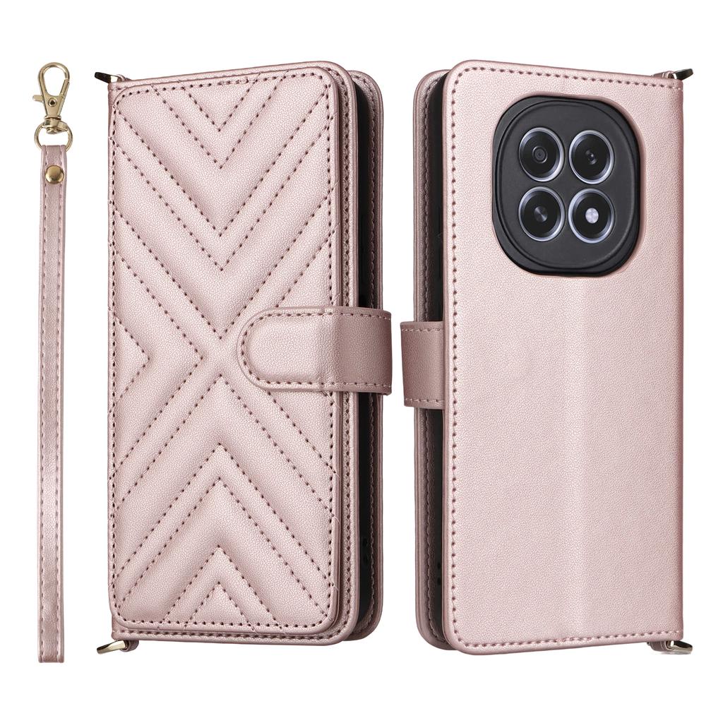 For Oppo F29 5G/A5 5G Wallet Case with Shoulder/Wrist Strap Leather Phone Cover Stand