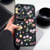 Тонкий чехол для телефона с мультяшным цветочным принтом и бантом для Samsung S25 S24 FE S23 Ultra A36 A56 A16 A55 A26 A35, кожаная текстура, мягкий противоударный матовый чехол из ТПУ