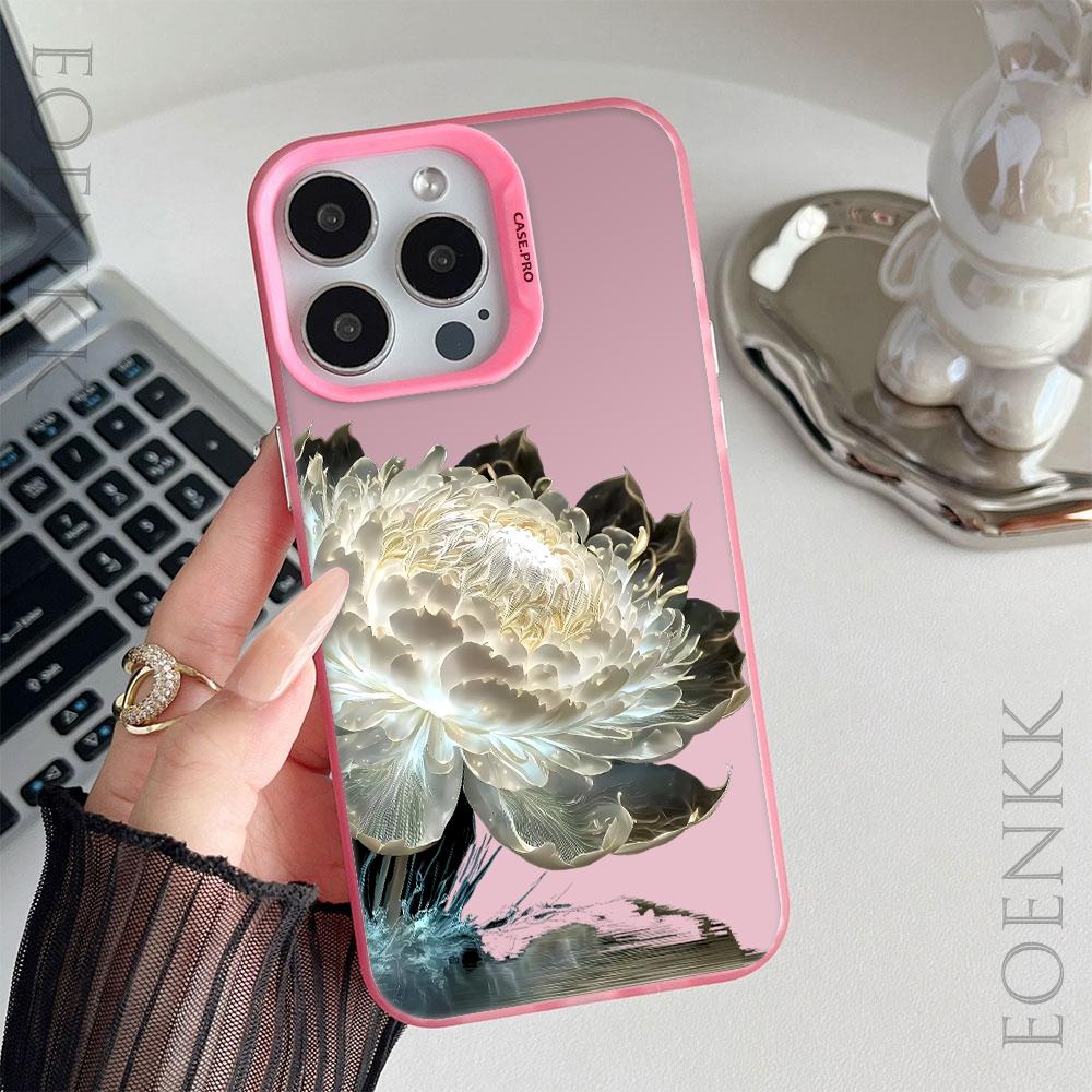 Роскошный защитный чехол Lotus Flower Anti-Drop для iPhone 16 Pro Max 15 14 13 12 11 Pro XR XS X 7 8 Plus с защитным покрытием для объектива