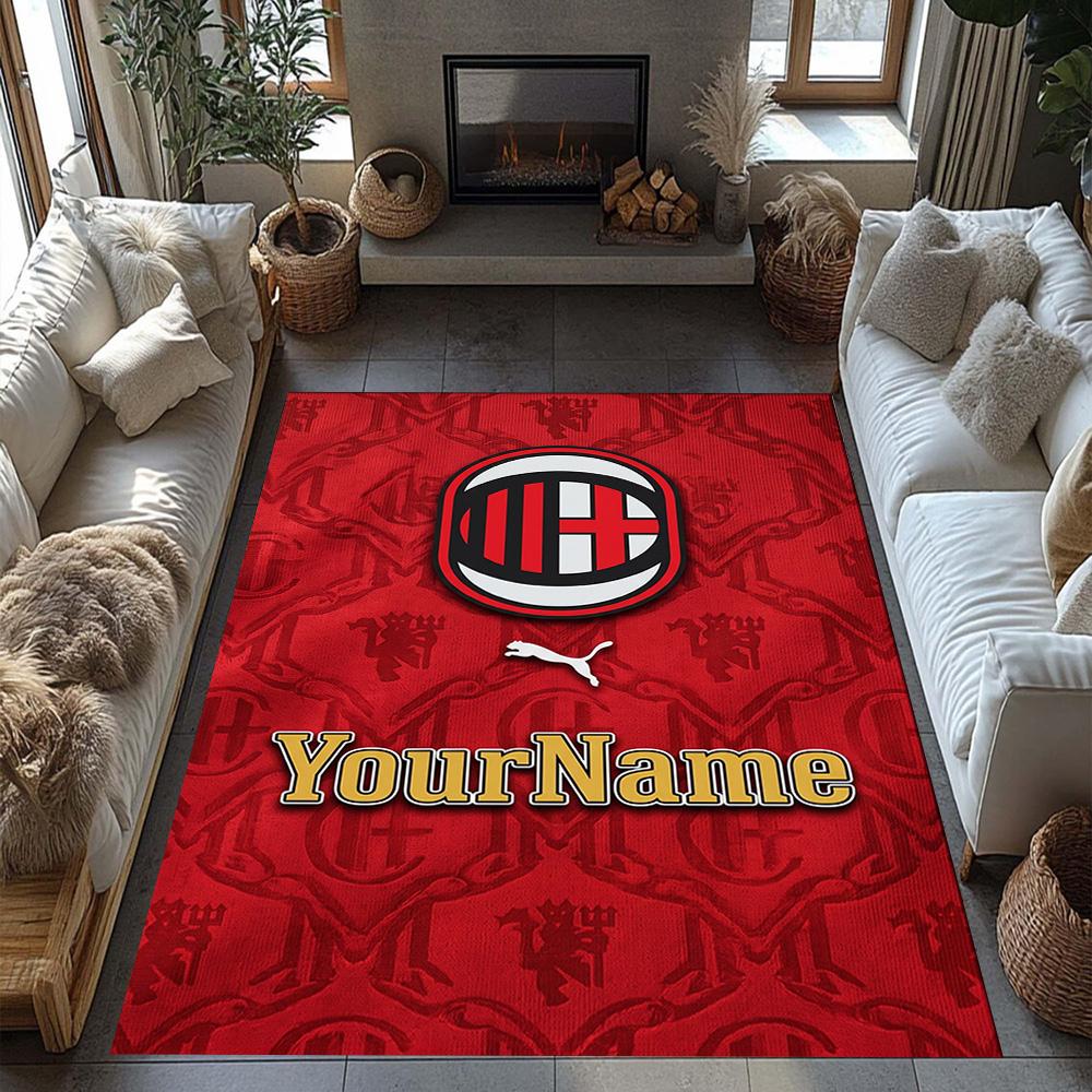 Ac Milan Customize Text Area Rug Suitable for Entryway Bedrooms Outdoor Study room Anti-slip Rug Office home decor Perfect Gift for Women/Men