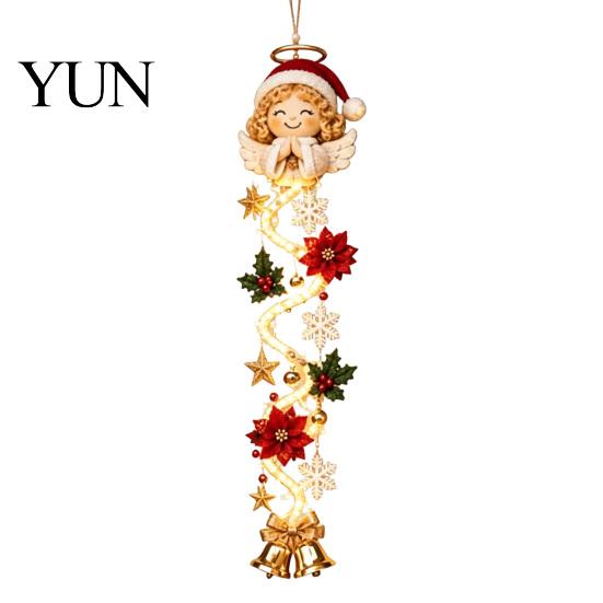 Lighted Holiday Door Hanger Glowing Christmas Hanger, Crochet Spiral Ornament with LED Lights, Snowman Santa Reindeer Winter Wonderland Window