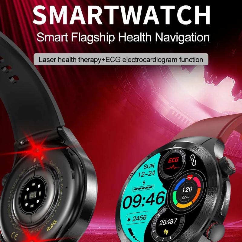 2025 New Non-Invasive Laser Treatment Three High Smart Watch Sapphire Screen Blood Fat Uric Acid ECG Health Diagnosis Smartwatch