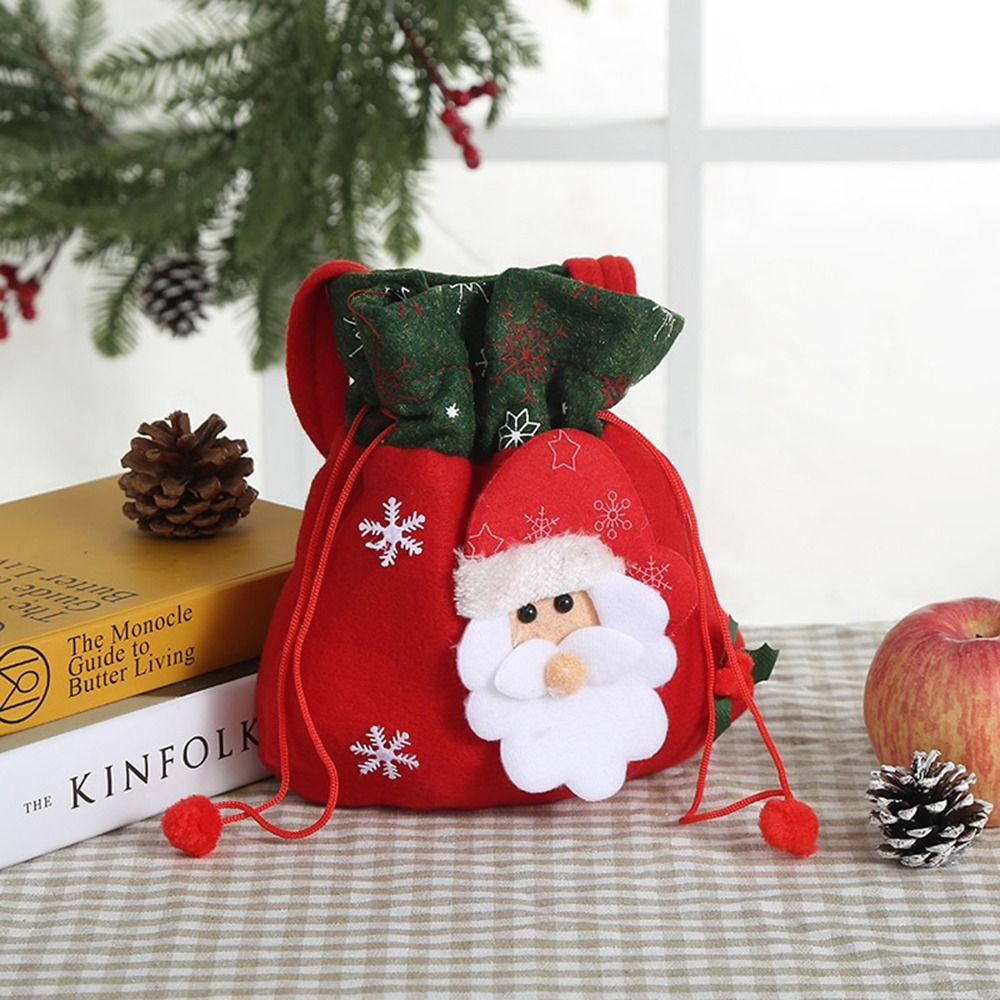 Decorations For Kids Stockings Xmas Drawstring Bags Wrapping Pouch Christmas Gift Bag Candy Bags