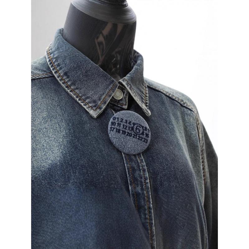 2025 Spring Designer Large Button Denim Cocoon Jacket for Women