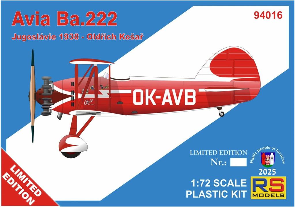 RS Model Масштаб 1/72 Avia Ba.122 Берлин 1936 Лимитированная серия Пластиковый набор 94023 (Самолет)