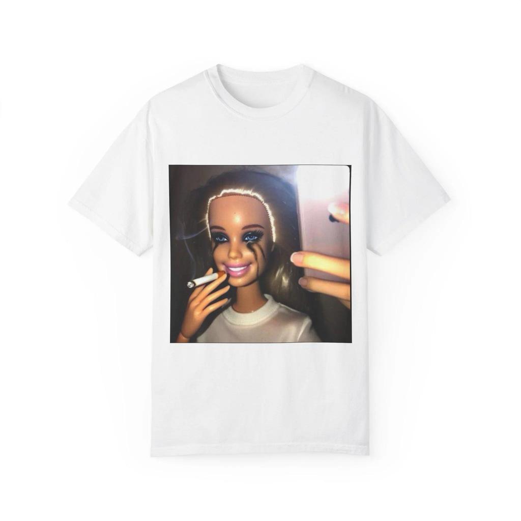 Funny Doll Meme TShirt Men Women Smudged Makeup Selfie Cigarette Graphic Tee Streetwear Short Sleeve Casual Oversized Top