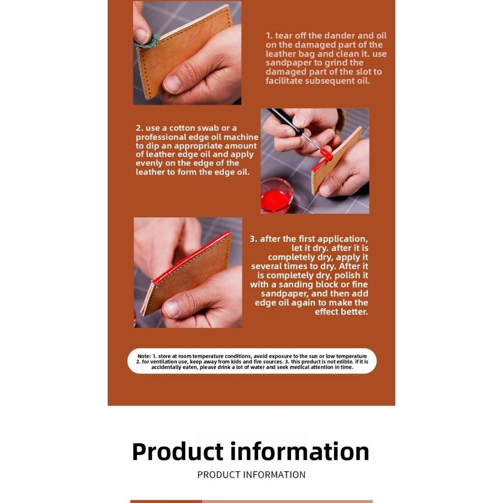 30g Leather Edge Oil - Repair Wear, Peel, and Color Loss - Suitable for Bags, Shoes, Jackets, Sofas, and All Leather Products