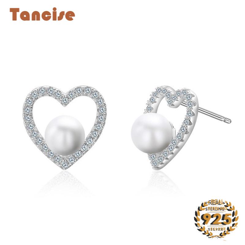 Tancise Jewelry Earrings With Zircon Heart-Shape Stud Earring For Women Wedding