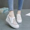 Women Shoes Fashion Summer Casual White Sneakers Cutouts Lace Canvas Hollow Breathable Platform Tenis Feminino Heels Women