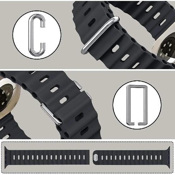 Морской ремешок для Apple Watch Ultra 4/3/2/1 12 11 10 42-46 мм 9 8 7 49-45-41 мм Силиконовый ремешок для 6 5 4 3 SE3 44-40-42 мм Аксессуары 3