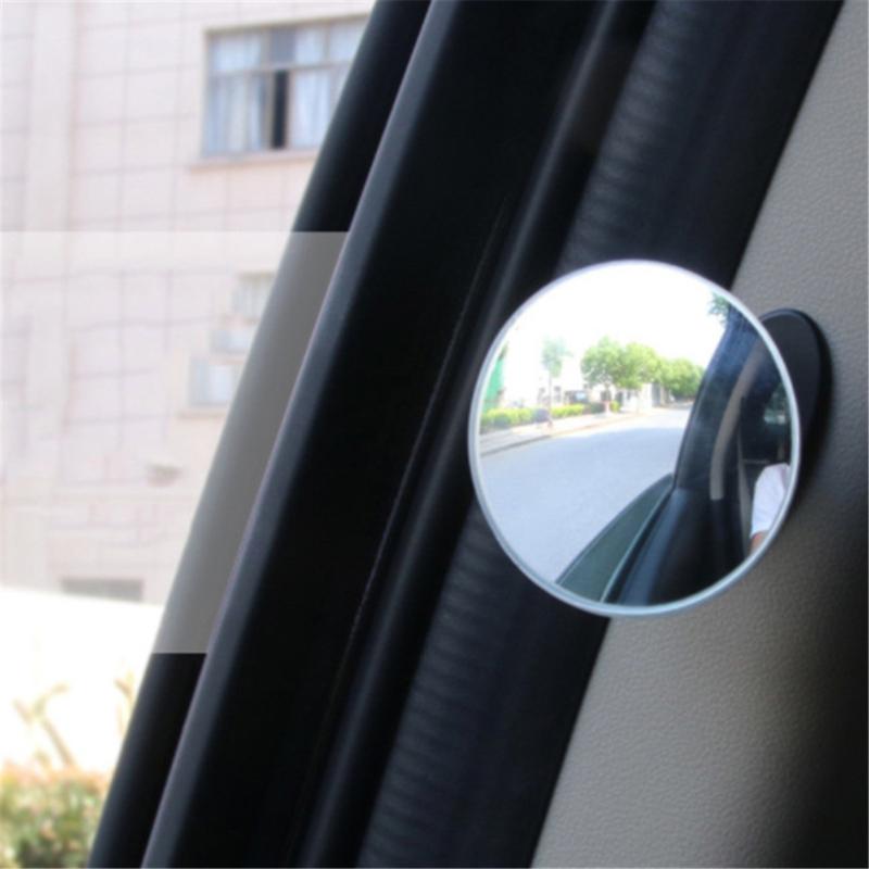 Silver & Black Car Rear Seat View Mirror, Round Blind Spot Mirror for Interior, Vehicle Reversing Auxiliary Mirror