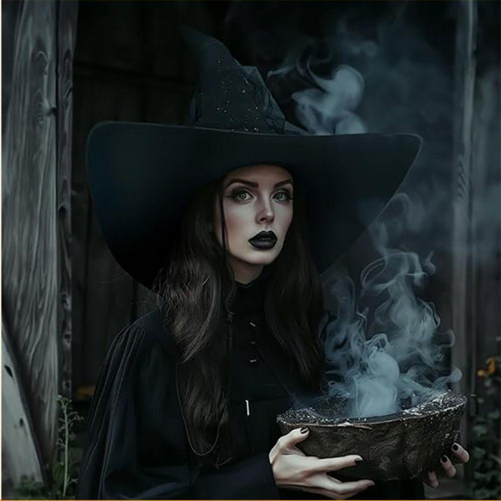 With Veil Halloween Witch Hat Mesh Yarn Cover Masquerade Cap Cosplay Accessories Women's Costume