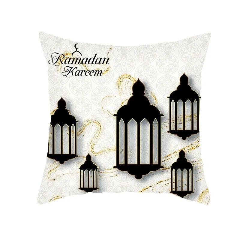 Eid Mubarak Ramadan Golden Moon Print Pillowcase Sofa Cushion Cover Islamic Muslim Home Bedroom Decor