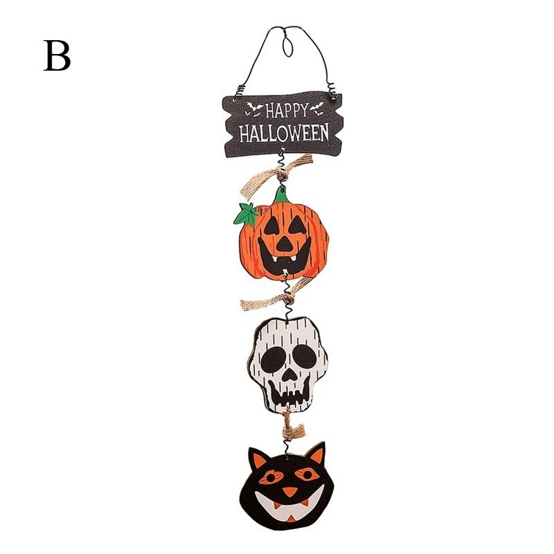 Halloween Front Door Hanging Pumpkin Witch Ghost Flag Logo Halloween Home Haunted House Door Decoration Scene Arrangement