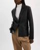 Real Lambskin Women Leather Party Handmade Black Blazer Stylish Formal Designer