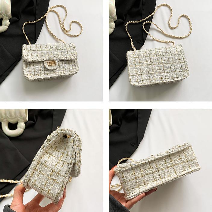 Weaving A Niche Temperament and Fashionable Small Fragrant Style Bag Spring and Summer Fabric Chain New Single Shoulder Crossbody Carrying Bag