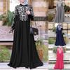 Women Muslim Dress Kaftan Arab Jilbab Abaya Islamic Lace Stitching Maxi Dress