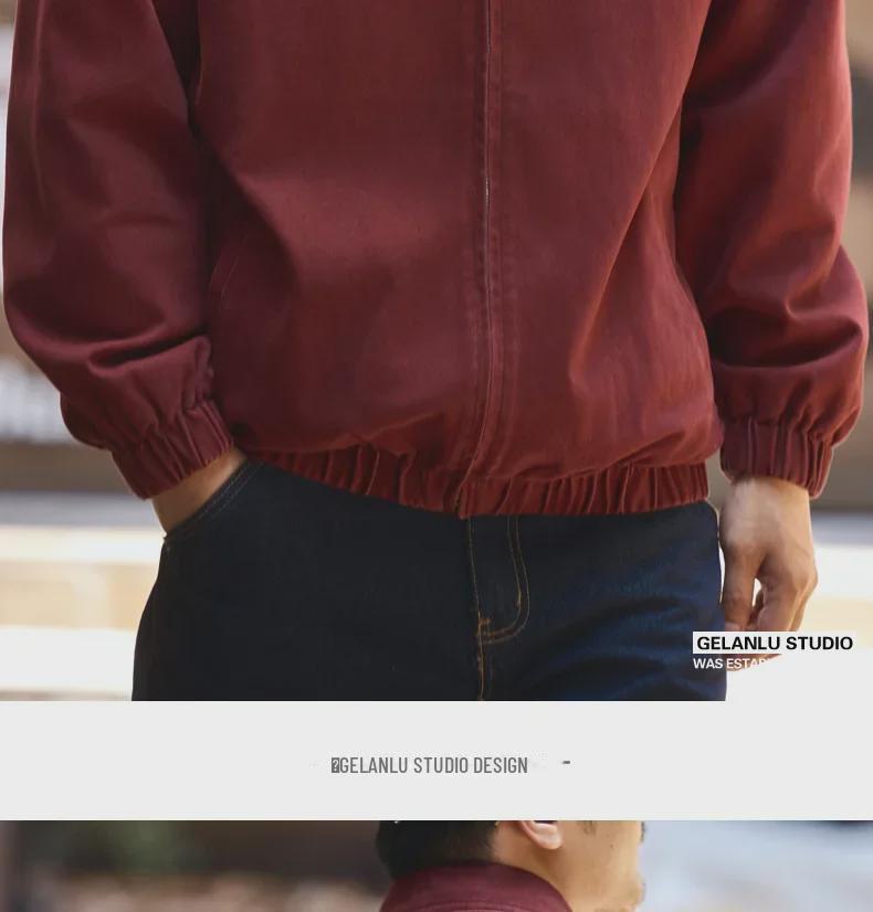 Мужская красная повседневная куртка Green Deer Retro Harrington на осень/зиму