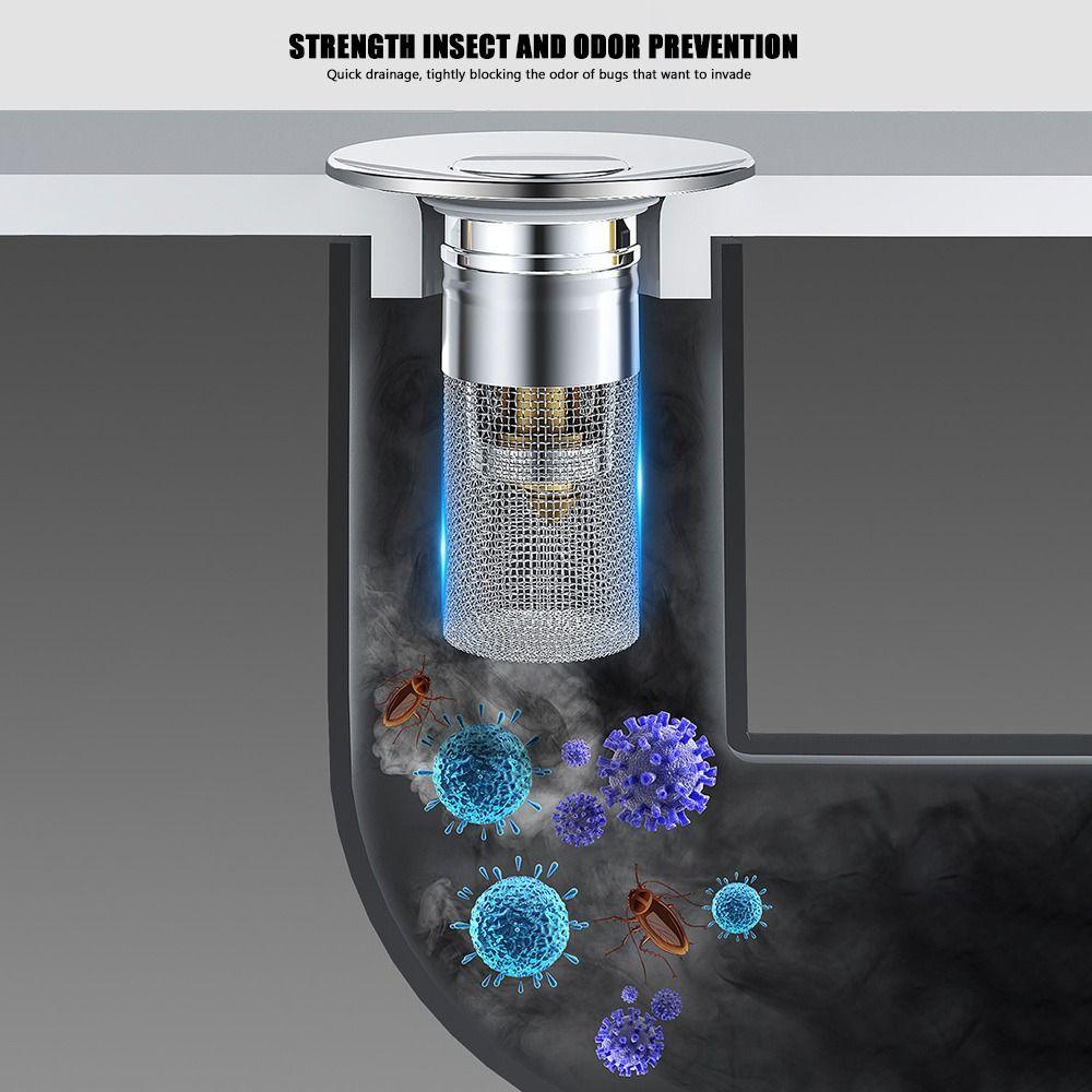 Выдвижной сливной фильтр из нержавеющей стали, ловушка для волос, аксессуар для ванной комнаты с отскоком сердечника для умывальника