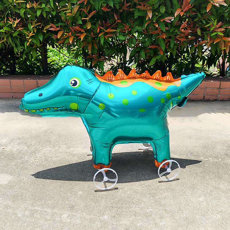 4D Cartoon Foil Balloons Elephant Stand Walking Balloon With Wheel For Kids Birthday Party Decoration Baby Shower