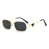 VinGold Metal Thin Frame Hexagon Sunglasses Women Hollow Triangle Decor UV400 Black Lens Y2K Street Shades