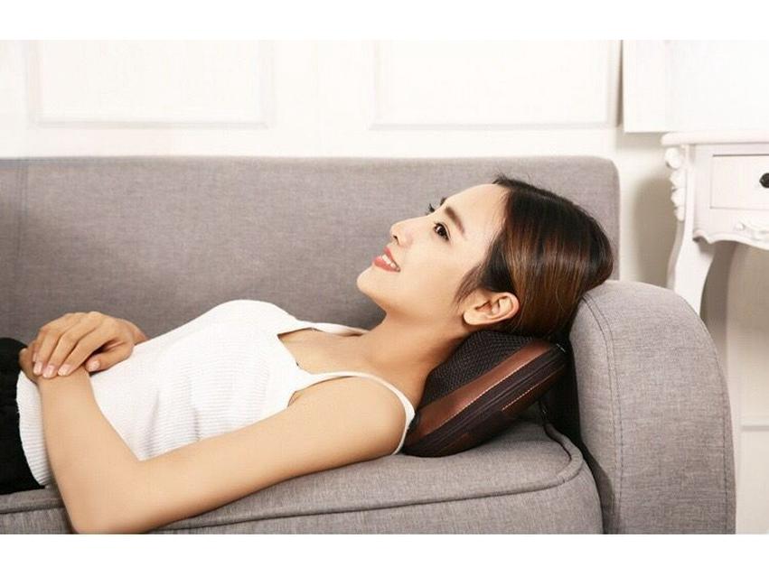 Electric Eight-Head Kneading Neck and Shoulder Massager Pillow for Home and Car