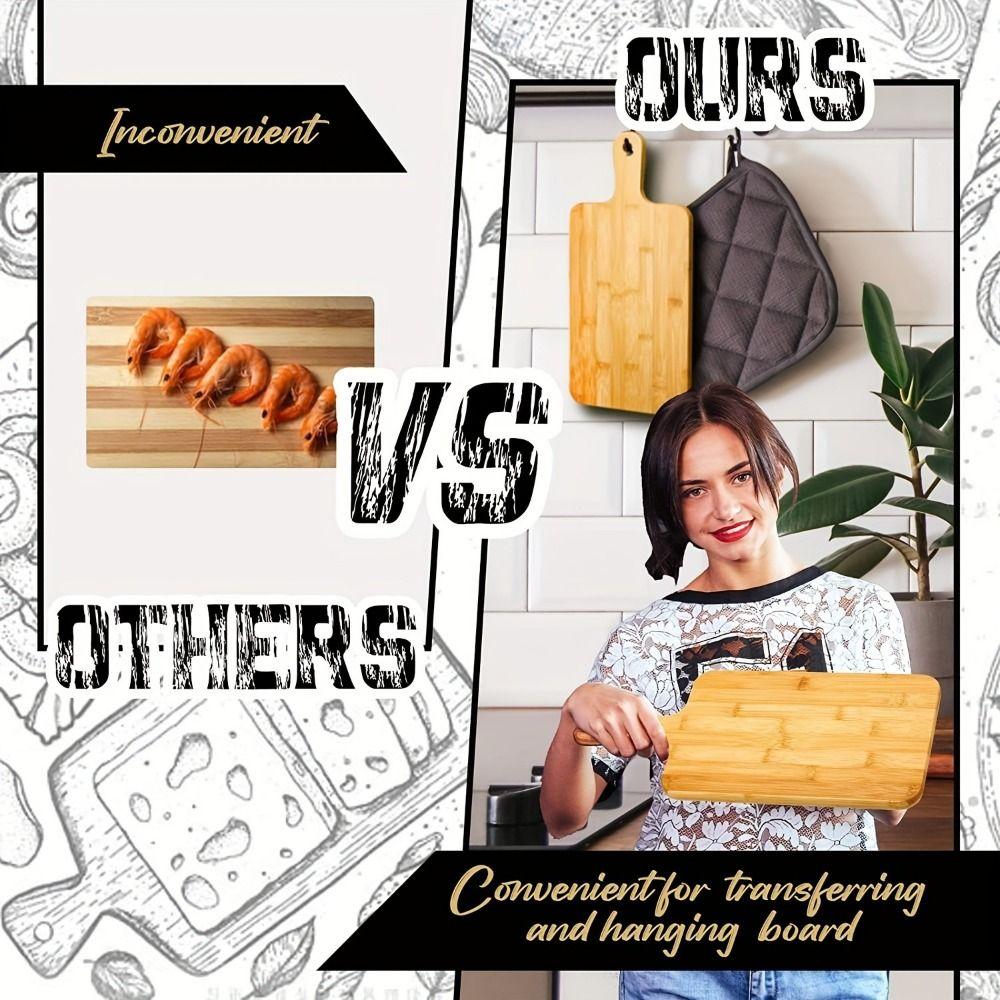 With Handle Bamboo Cutting Board Nonstick Wooden Pizza Paddle Thicken Food Serving Plate  Kitchen
