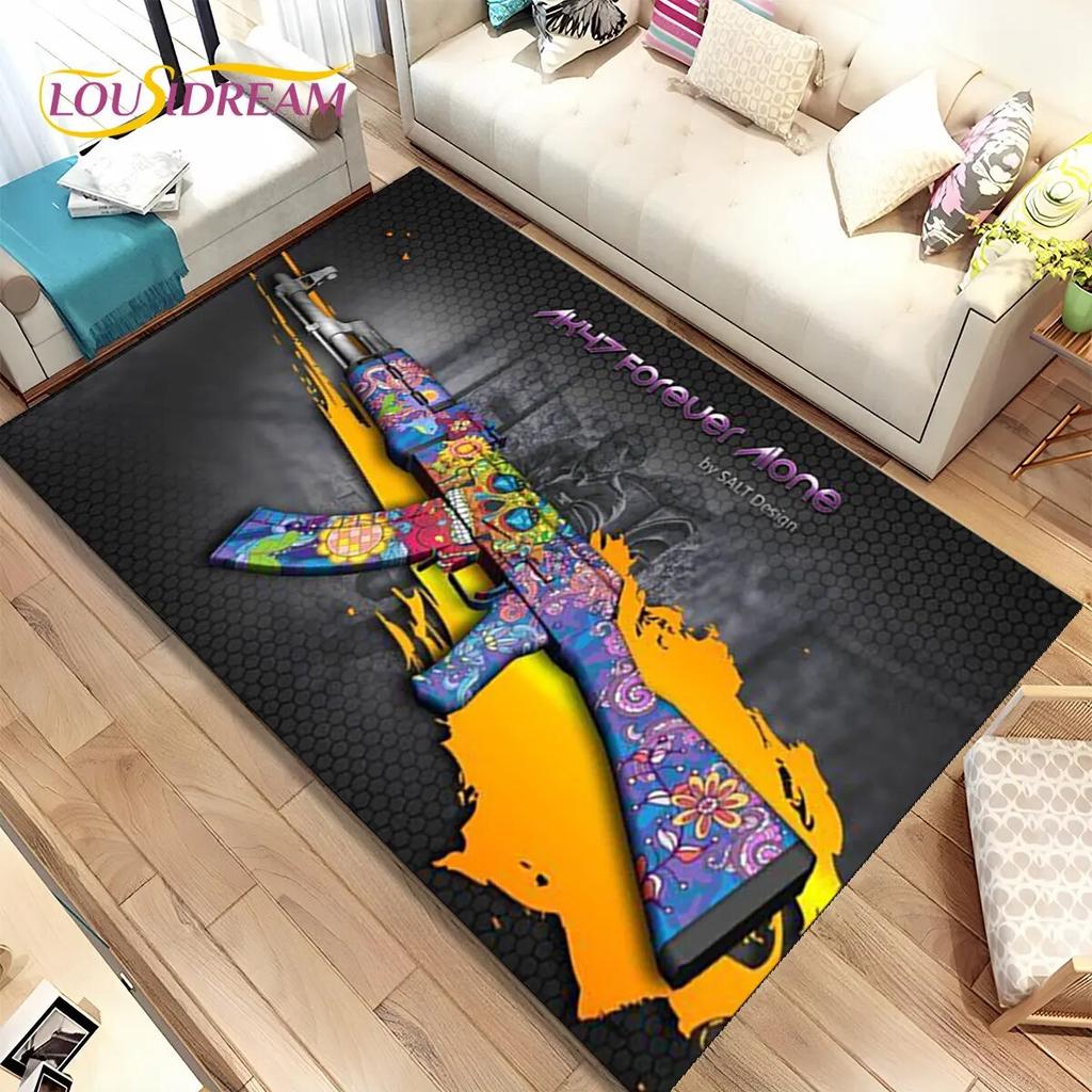 3D штурмовая винтовка, пистолет, пистолет CS M4 AK USP, игровой коврик, ковер для дома, гостиной, спальни, дивана, коврик для двери, декор, нескользящий напольный коврик