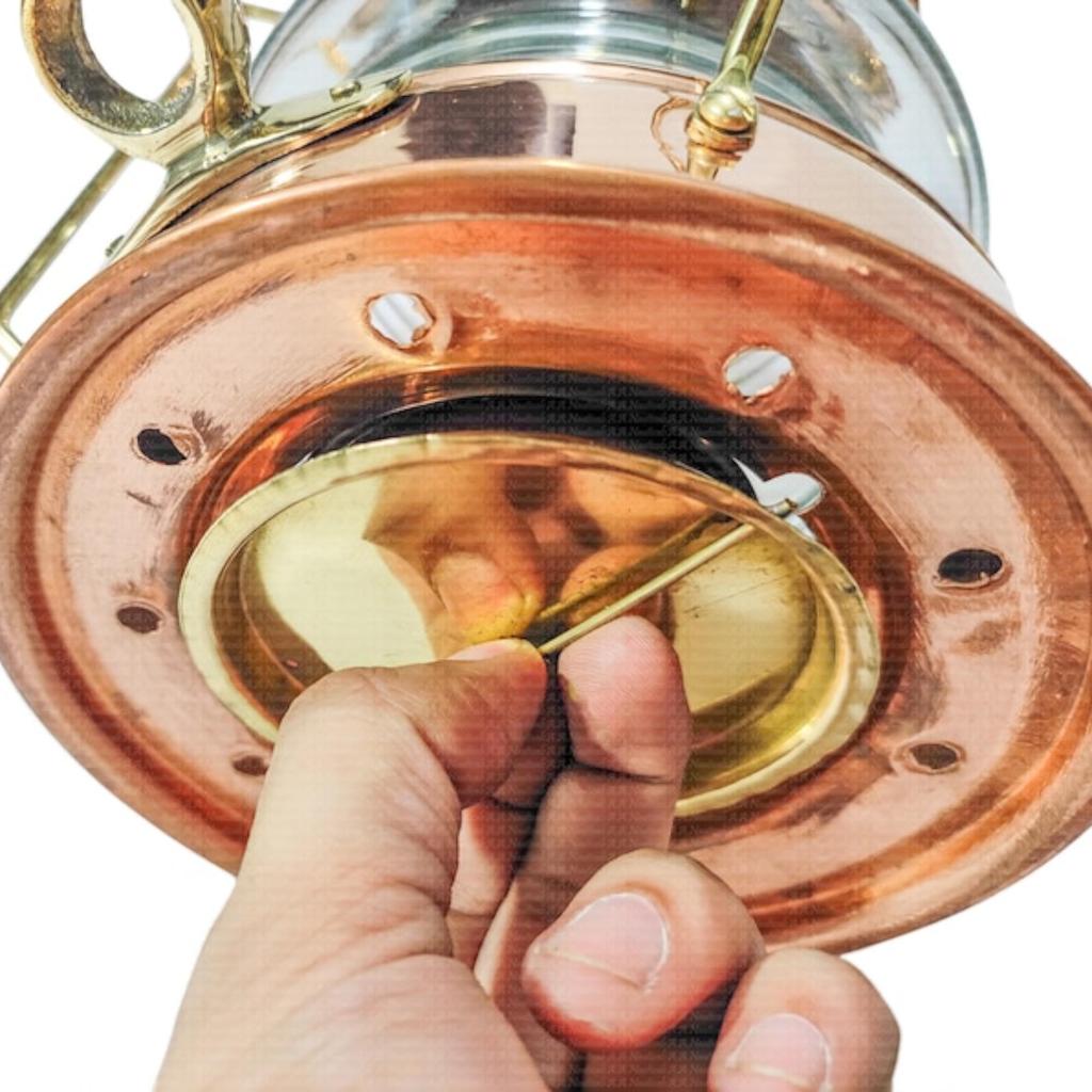 11" Solid Copper Working Outdoor Lantern Light, Nautical Ship/Boat Oil Lamp, Maritime Gifts For Dad and Seniors, Halloween Christmas Decor