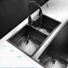 TLXT Thickened 304 Stainless Steel Double Basin Kitchen Sink with Pull-Out Faucet
