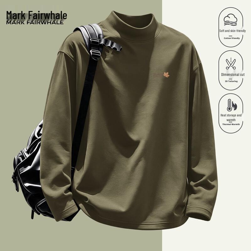 Mark Fairwhale Men's Mock Neck Long Sleeve Casual T-Shirt