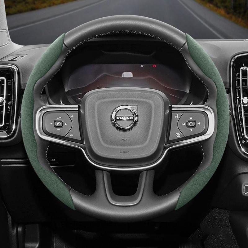 vcxja9 Suitable for Volvo Anti-Slip Buckle Segmented Suede Steering Wheel Cover Suitable for V40 V70 S60 C30 S40 S90 Xc90 Xc70 Xc60 Fh Ex30 S80 Xc40