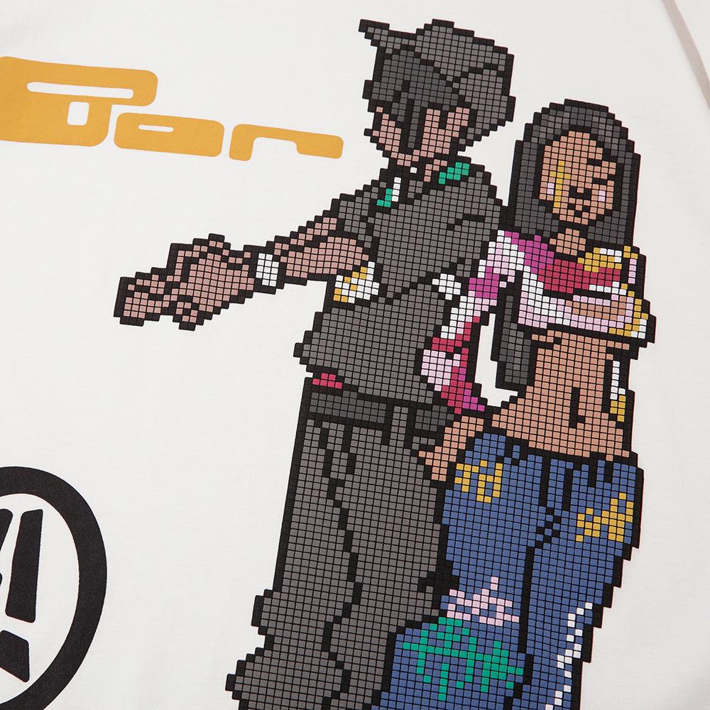 Повседневная футболка с короткими рукавами в стиле аниме, унисекс, уличный тренд в Instagram, летняя свободная футболка из чистого хлопка с рукавами в четверть