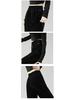 Women's Black Gold Velvet Rhinestone Wide Leg High Waist Fashion Pants